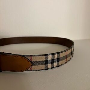 Burberry Beige and Black Check Belt
